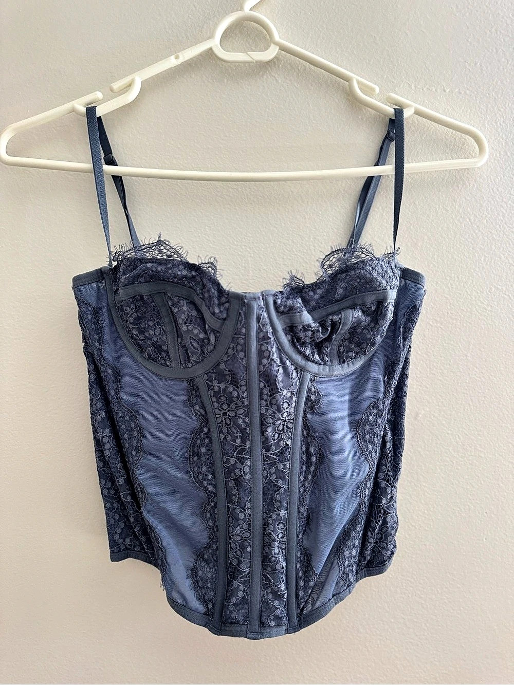 Maidenform Lace Corset Bodysuit in Blue Size Medium Like New